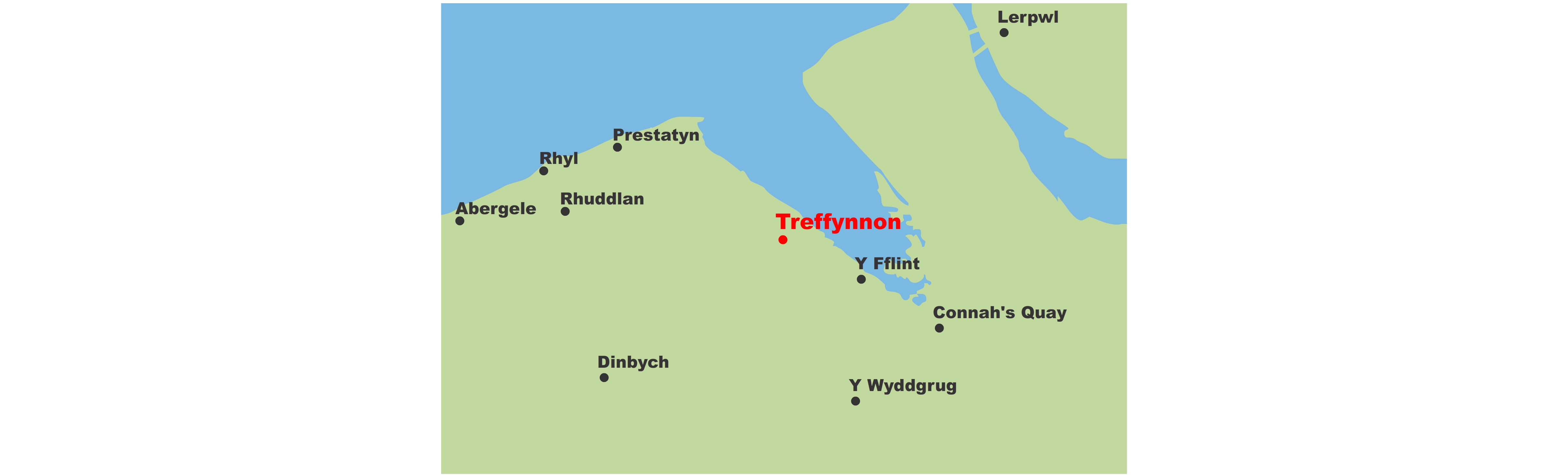 Map yn dangos lleoliad Treffynnon